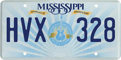 MS license plate HVX328