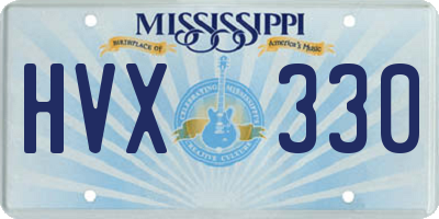 MS license plate HVX330