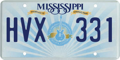 MS license plate HVX331