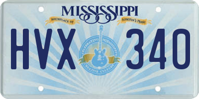 MS license plate HVX340