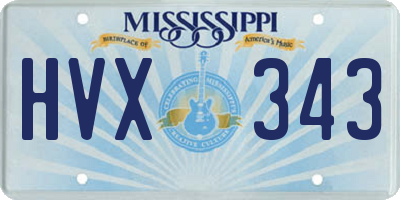 MS license plate HVX343