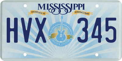 MS license plate HVX345
