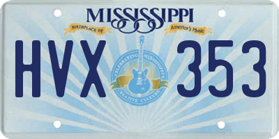 MS license plate HVX353