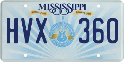 MS license plate HVX360