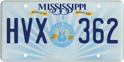 MS license plate HVX362
