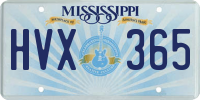 MS license plate HVX365