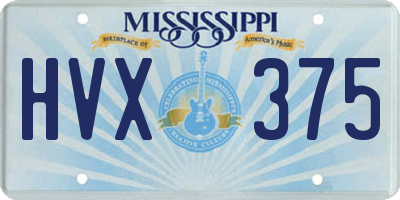 MS license plate HVX375