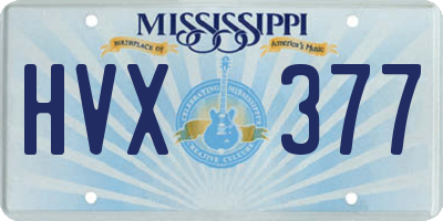 MS license plate HVX377