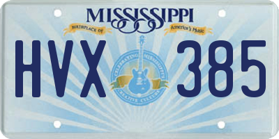 MS license plate HVX385