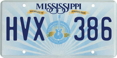 MS license plate HVX386