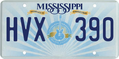 MS license plate HVX390