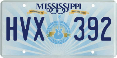 MS license plate HVX392