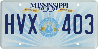 MS license plate HVX403
