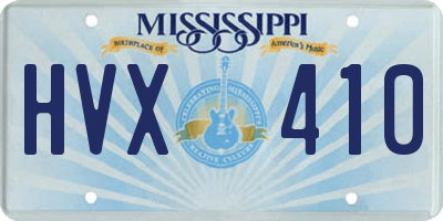 MS license plate HVX410