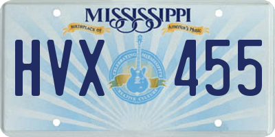 MS license plate HVX455
