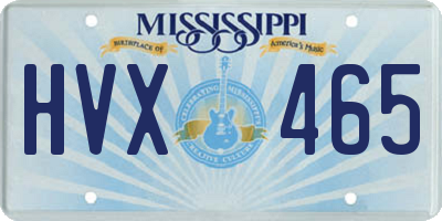 MS license plate HVX465