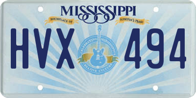 MS license plate HVX494