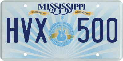 MS license plate HVX500