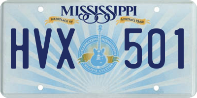 MS license plate HVX501