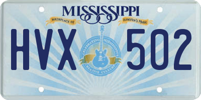 MS license plate HVX502
