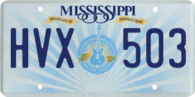 MS license plate HVX503