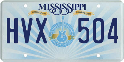 MS license plate HVX504