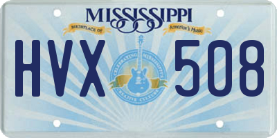 MS license plate HVX508