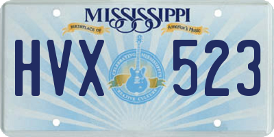 MS license plate HVX523