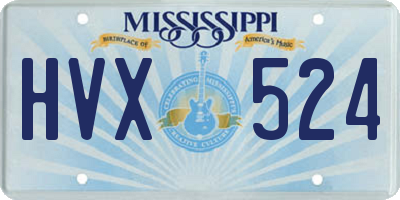 MS license plate HVX524