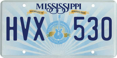 MS license plate HVX530