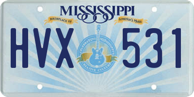 MS license plate HVX531