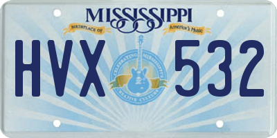 MS license plate HVX532