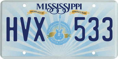 MS license plate HVX533