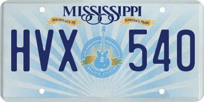 MS license plate HVX540