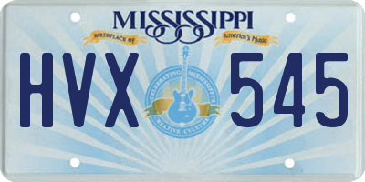 MS license plate HVX545