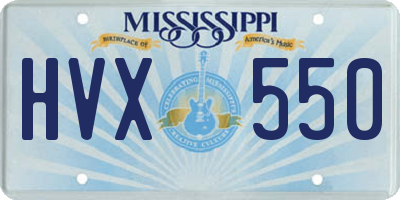 MS license plate HVX550