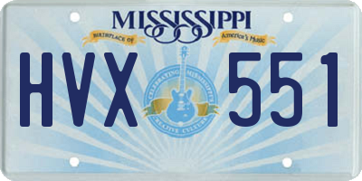 MS license plate HVX551