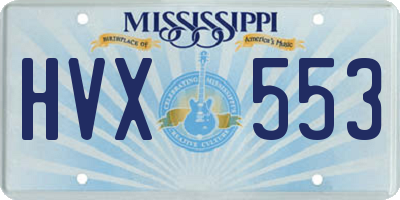 MS license plate HVX553