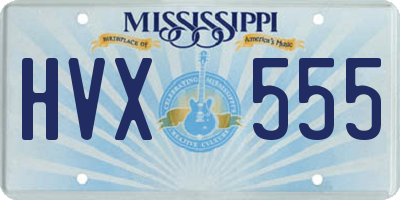 MS license plate HVX555