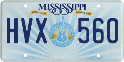 MS license plate HVX560