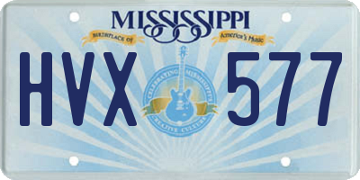 MS license plate HVX577