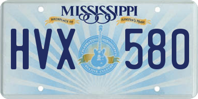 MS license plate HVX580