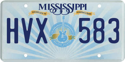 MS license plate HVX583