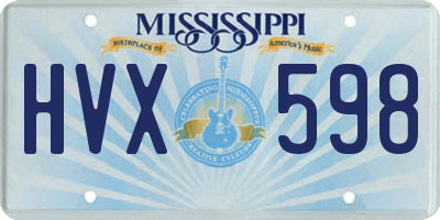 MS license plate HVX598