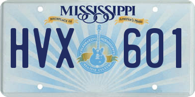 MS license plate HVX601