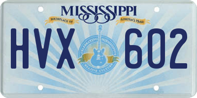 MS license plate HVX602
