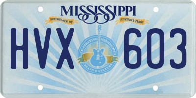 MS license plate HVX603