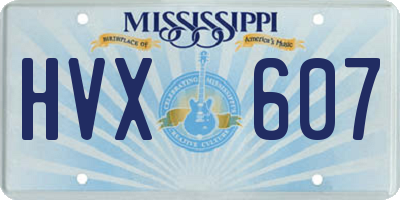 MS license plate HVX607
