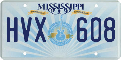 MS license plate HVX608