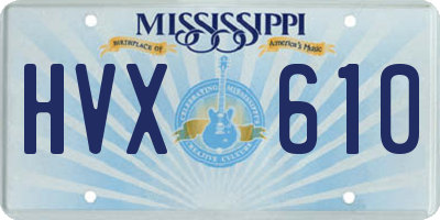 MS license plate HVX610
